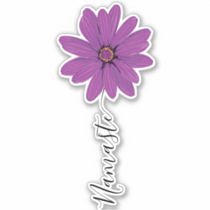 Namaste Script Lila Blume Stem Aufkleber