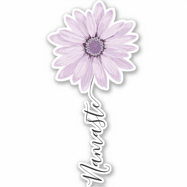 Namaste Script Lilac Daisy Blume Stem Aufkleber (Vorderseite)
