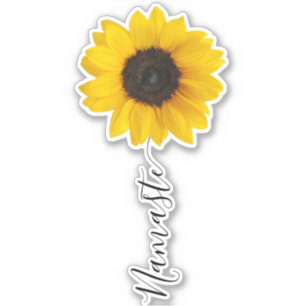 Namaste Script Sunflower Stem Aufkleber