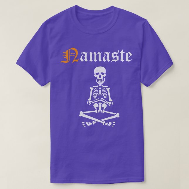 Namaste Skeleton Halloween Yoga Halloween Asanas T-Shirt (Design vorne)