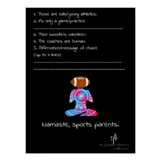 Namaste, Sport-Eltern Neon-Rot und Blau Football Poster