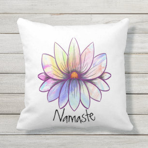 Namaste, Spritzer pastel lotus Blume weiß Kissen