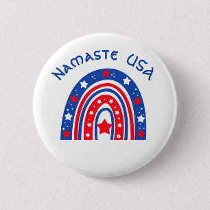 Namaste USA Patriotic Rainbow Button