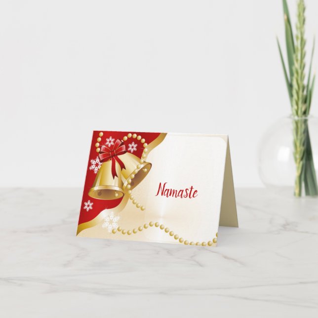 Namaste Vielen Dank Red Christmas Holiday Gold Bel Karte (Vorderseite)