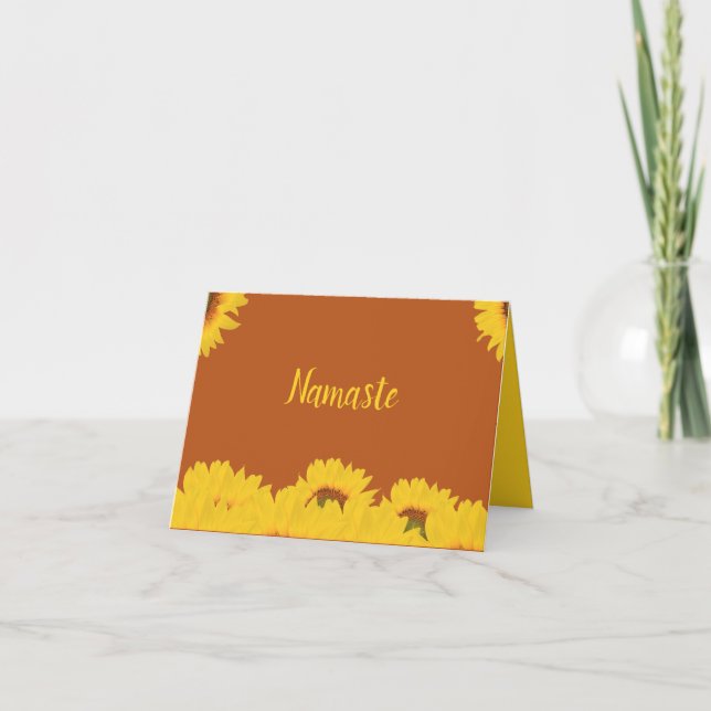 Namaste Vielen Dank Sunflowers Design Karte (Vorderseite)
