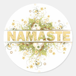 Namaste Vintag Floral Runder Aufkleber