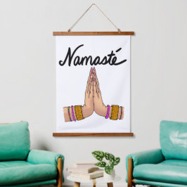 Namaste Wandteppich Mit Holzrahmen