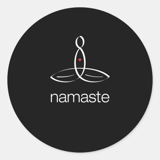 Namaste - Weißer Regelmäßiger Stil Runder Aufkleber (Vorderseite)