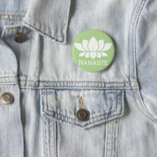 Namaste weißes Lotus Yoga Button