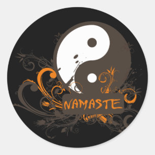 Namaste Yin Yang Runder Aufkleber