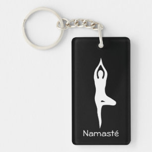 Namasté yoga arbre pose silhouette porte - clé per