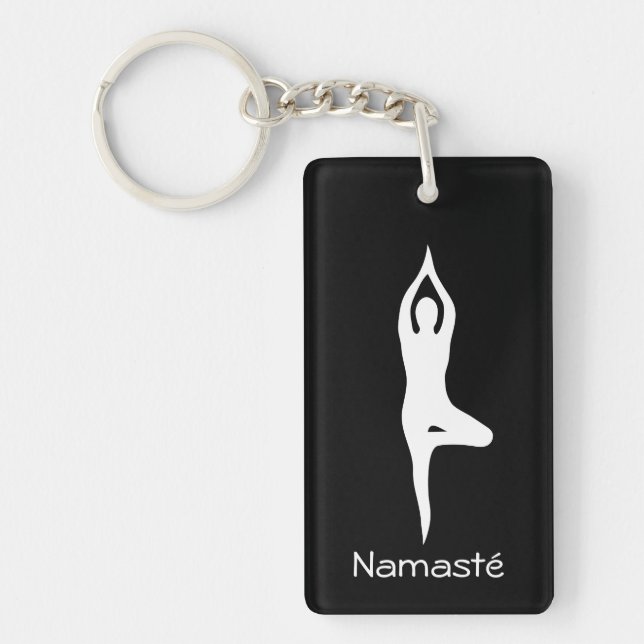 Namasté yoga arbre pose silhouette porte - clé per (Devant)