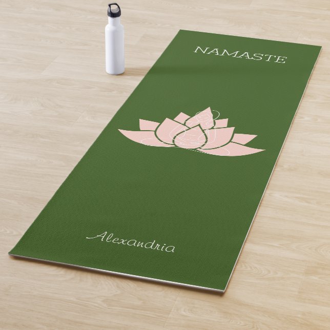Namaste Yoga-Frau, die Grafikgrün zeigt Yogamatte (Beispiel)