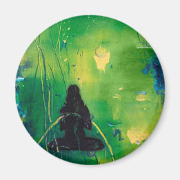 Namaste Yoga Girl Round Magnet