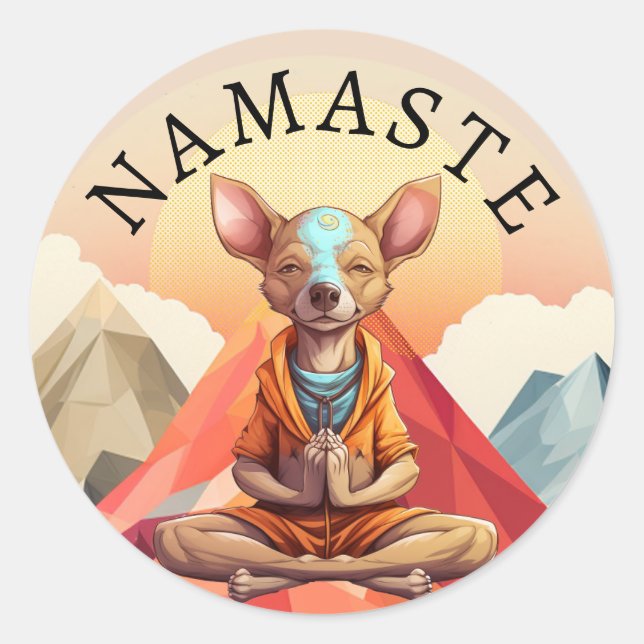 Namaste Yoga Hundaufkleber Runder Aufkleber (Vorderseite)