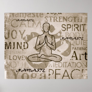 Namaste Yoga-Liebe-Holzkohlen-Lotos-Druck Poster