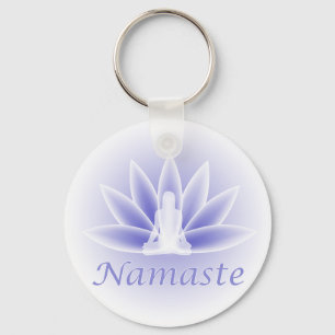 Namaste Yoga Lotus Blume Blauer Schlüsselanhänger
