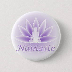 Namaste Yoga Lotus Blume Violett Schaltfläche Button