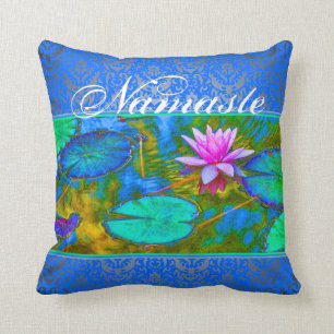 Namaste Yoga-Lotusblüte und -damast Kissen