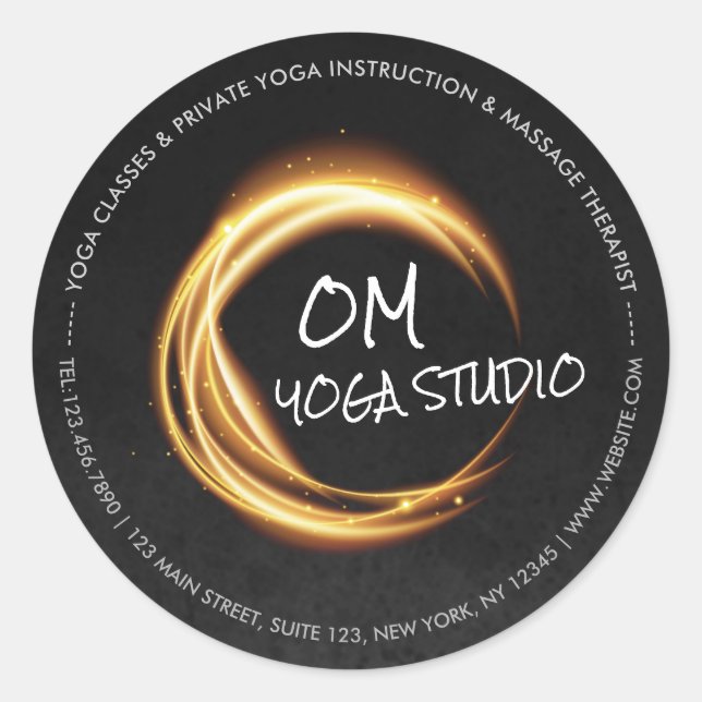 Namaste Yoga Meditation Instructor Black Gold ZEN Runder Aufkleber (Vorderseite)