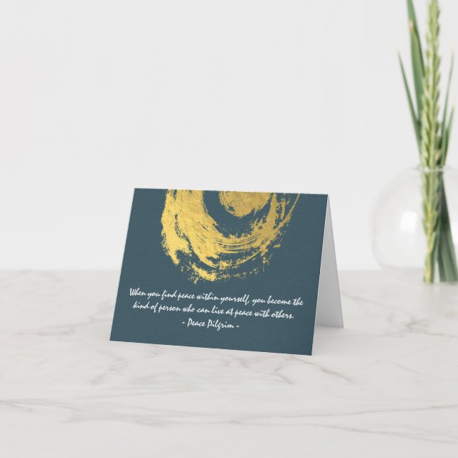 Namaste Yoga Meditation Quotes Blue Gold ZEN Signi Karte (Vorderseite)