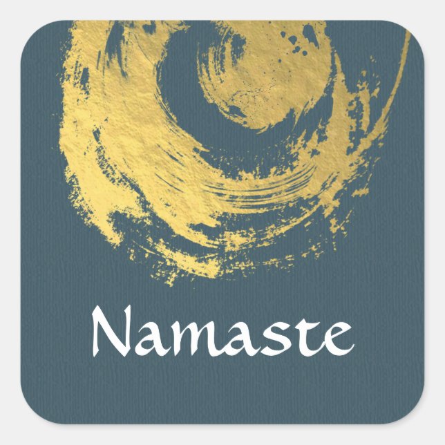 Namaste Yoga Medizin Instructor Blue Gold ZEN Quadratischer Aufkleber (Vorderseite)