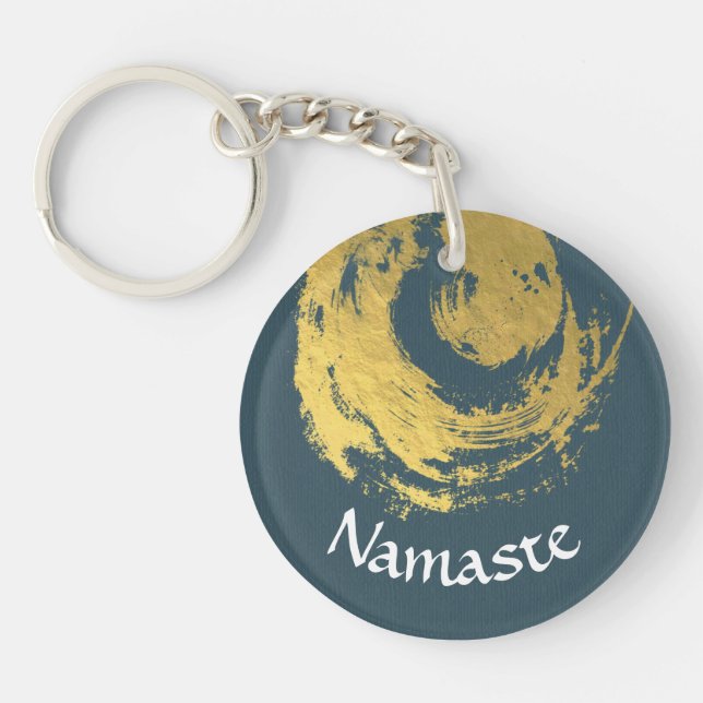 Namaste Yoga Medizin Instructor Blue Gold ZEN Schlüsselanhänger (Vorderseite)