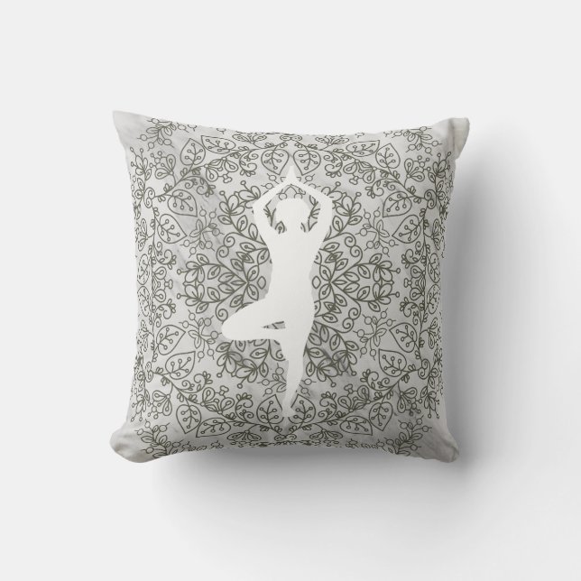 Namaste Yoga-Pose | Mandala Pattern Kissen (Vorderseite)