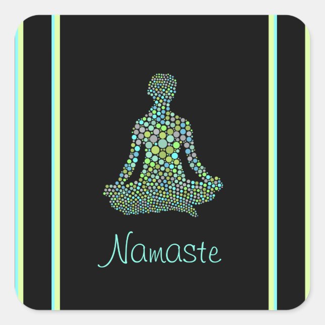 Namaste Yoga Pose Serene Personalisiert Quadratischer Aufkleber (Vorderseite)