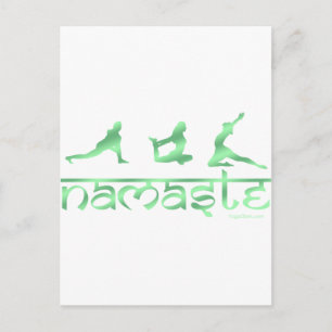 Namaste Yoga Posen grün Postkarte