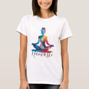 Namaste Yoga-Silhouette   Farbenfrohe Meditation T-Shirt