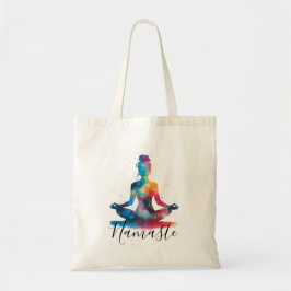 Namaste Yoga-Silhouette | Farbenfrohe Meditation Tragetasche