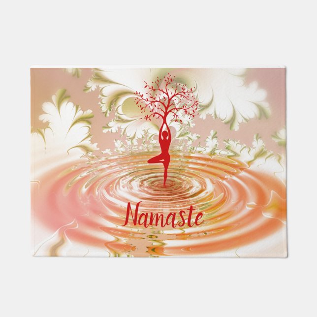 Namaste Yoga Tree of Life Spiritueller Empfang Fußmatte (Vorderseite)