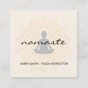Namaste Yoga Tribal Muster mit Lotus-Position Quadratische Visitenkarte
