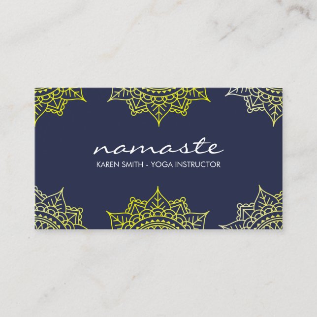 Namaste Yoga Tribal Muster mit Lotus-Position Visitenkarte (Vorderseite)