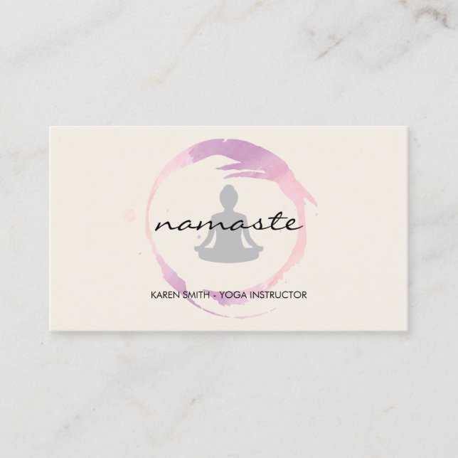 Namaste Yoga Tribal Muster mit Lotus-Position Visitenkarte (Vorderseite)