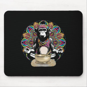 Namaste Yoga Zen Grafik Hippie-Affe meditierend Mousepad