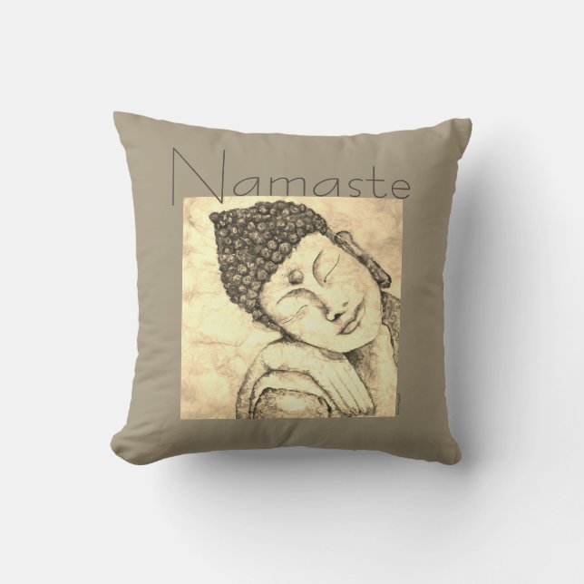 Namaste Zen-Buddha-Aquarell-Kunst-Kissen Kissen (Vorderseite)