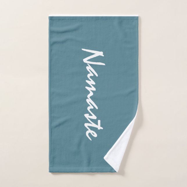 Namaste Zitat Blau und Grün Muster Fitness Handtuch (Handtuch)
