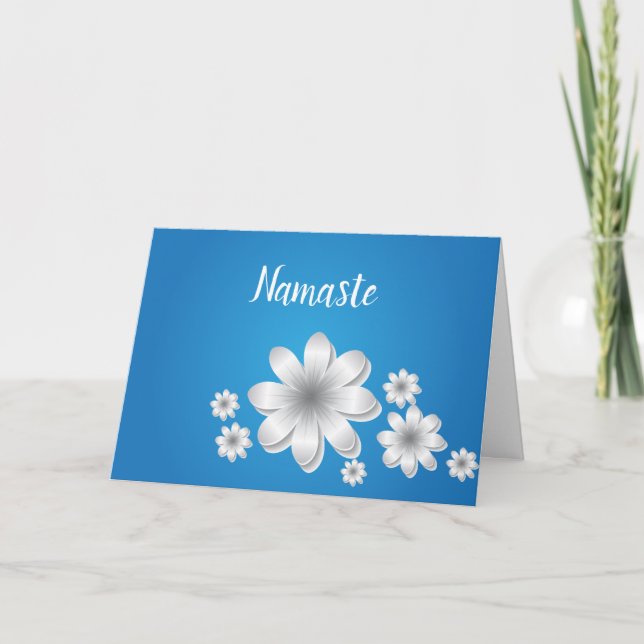 Namaste Zitat Danke Dainty White Blume Karte (Vorderseite)