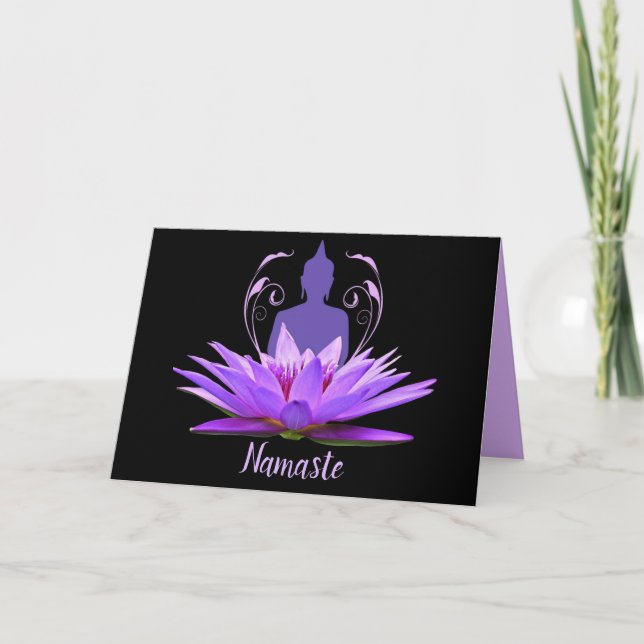 Namaste Zitat Danke Yoga Lotus Buddha Karte (Vorderseite)