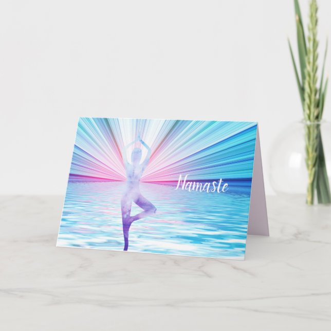 Namaste Zitat Danke Yoga Pose Tree of Life Karte (Vorderseite)