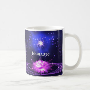Namaste Zitat Lila Kristall Lotus- und Sternentass Kaffeetasse