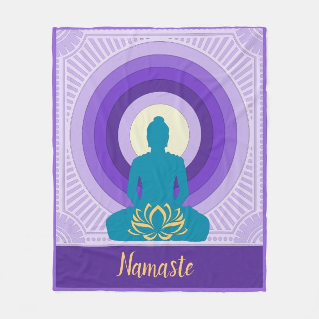 Namaste Zitat Lila Zen Buddha Yoga Meditation Fleecedecke (Vorderseite)