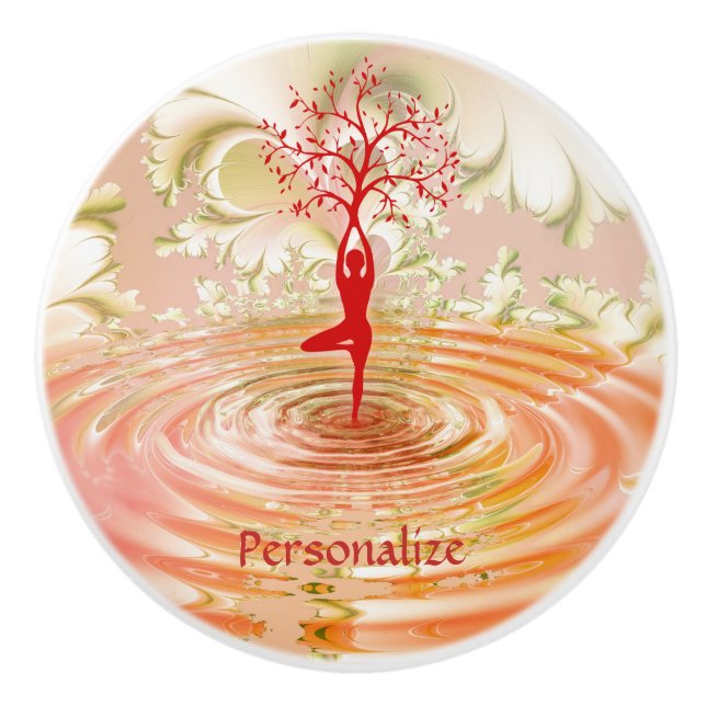 Namaste Zitat Tree of Life Zen Yoga Keramikknauf (Vorderseite)
