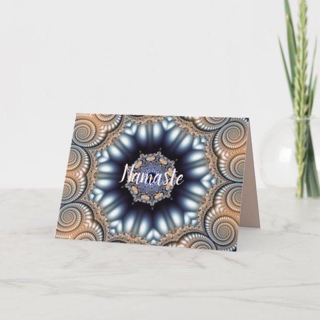 Namaste Zitat Vielen Dank Mandala Gold Blue Karte (Vorderseite)