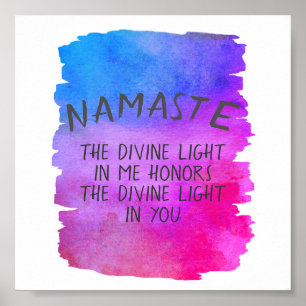 Namaste zitieren Aquarellfarbe Poster