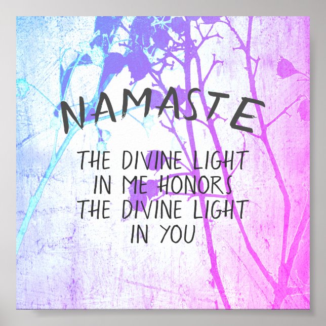 Namaste zitieren lila und blaue Naturkunst Poster (Vorne)
