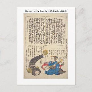Namazu-e: Erdbeben-Wels-Drucke VIER Postkarte