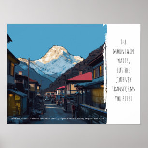 Namche Bazaar Everest-Dämmerungs-Abenteuer-Motivat Poster
